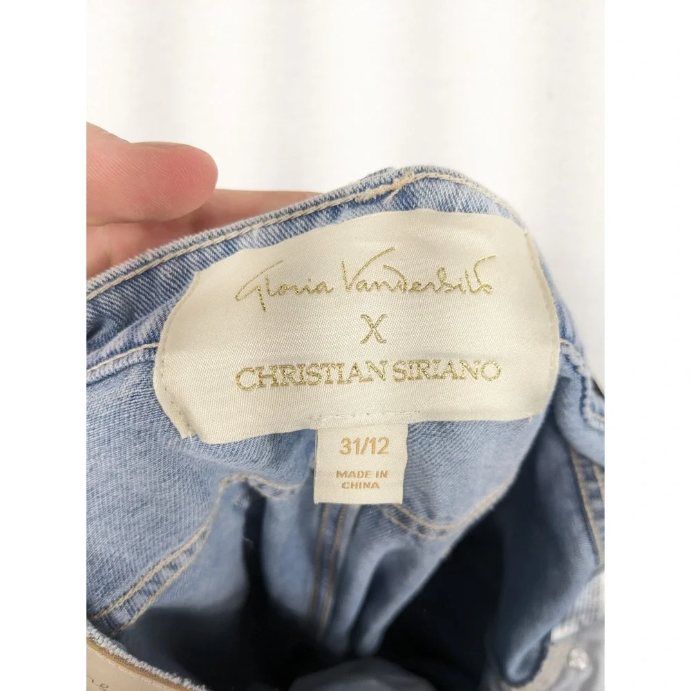 Gloria Vanderbilt Christian Siriano Wide Leg Short Denim‎ Mom Jeans 31/12